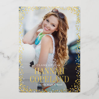 Invitation En Aluminium Sparkle Delight Foil Graduation Portrait Photo