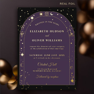 Invitation En Aluminium Stars célestes Lune or Boho Arch Mariage