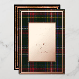 Invitation En Aluminium Stewart Black Original Tartan Rose Gold