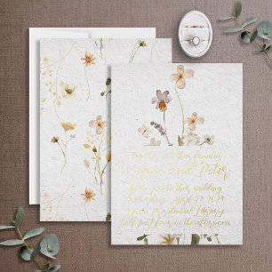 Invitation En Aluminium Style d'art fin Calligraphie feuille d'or Fleur sa