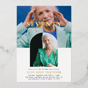 Invitation En Aluminium Style minimal photo SEVENTY 70e anniversaire
