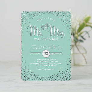 Invitation En Aluminium STYLE MODERNE MARIAGE mini confetti menthe argent