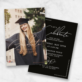 Invitation En Aluminium Stylish Minimalist Graduation Announcement Party