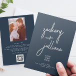 Invitation En Aluminium Stylish Silver Navy Blue Photo Enregistrer La Date<br><div class="desc">Cette carte fait partie d'une grande collection - cliquez ci-dessous ou demandez-moi des informations</div>