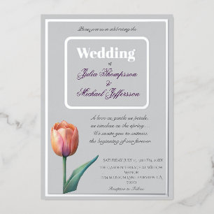 Invitation En Aluminium Suite de mariage aux tulipes pastel avec typograph