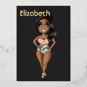 Invitation En Aluminium Summer Beach Afro-Américain Anniversaire Foil Invi