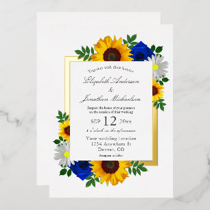 Invitation En Aluminium Sunflower Rose Daisy Automne Floral Mariage