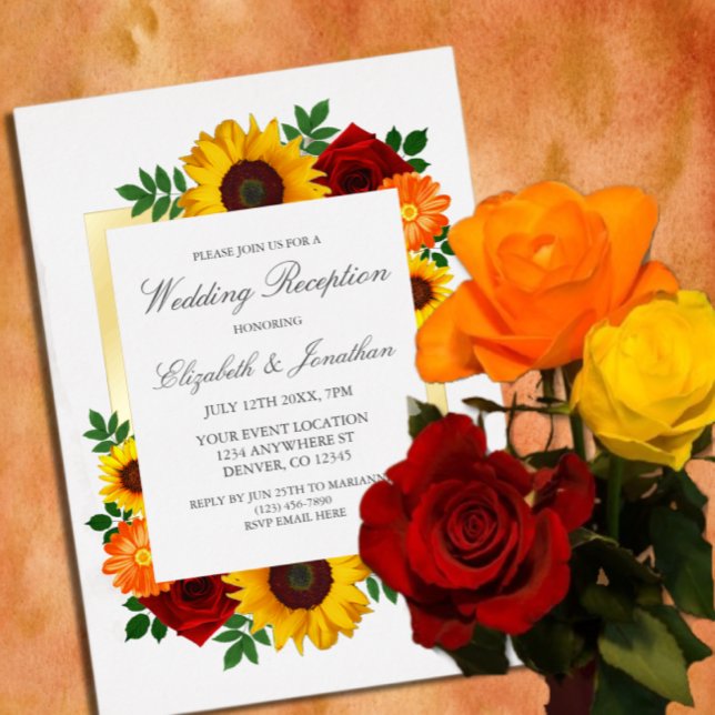 Invitation En Aluminium Sunset Sunflower Rose Floral Mariage Réception (Créateur téléchargé)