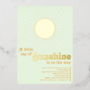 Invitation En Aluminium Sunshine Green Gold Baby shower Sun