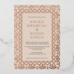 Invitation En Aluminium Superbe Mariage de cadre indien orné VRAI<br><div class="desc">Ce magnifique design de faire-part de mariage est composé d'un arrière - plan rose clair muet, d'un magnifique cadre d'inspiration indienne orné, et de vos noms en papier moulé. Ce design élégant et orné est un choix fabuleux pour de nombreux styles d'événements, du classique au moderne. Vous pouvez customiser encore...</div>