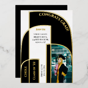 Invitation En Aluminium Superbe photo moderne géométrique Déco Graduation