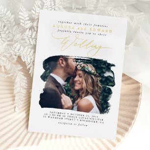Invitation En Aluminium Superposition de photo élégante Mariage Bohème Bla