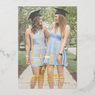 Invitation En Aluminium Superposition photo simple Double Graduation Or