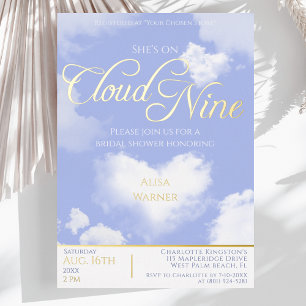 Invitation En Aluminium Sur un nuage élégant cœur bleu ciel enterrement de
