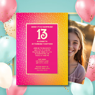 Invitation En Aluminium Surprise 13e anniversaire de fête Couleurs vives B