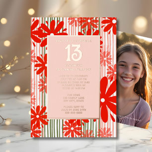 Invitation En Aluminium Surprise 13ème anniversaire fête florale Fun