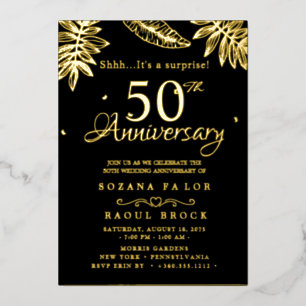 Invitation En Aluminium Surprise 50e anniversaire de mariage en or