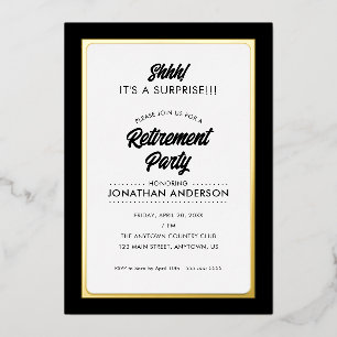 Invitation En Aluminium Surprise Retraite Party Simple Gold Foil Invitat
