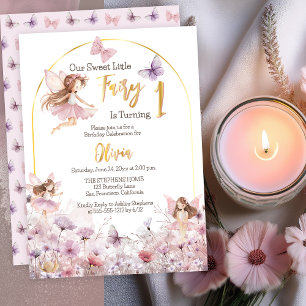 Invitation En Aluminium Sweet Little Fairy Fleurs sauvages 1er anniversair