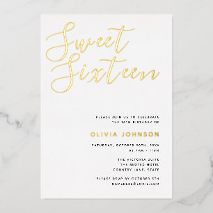 Invitation En Aluminium Sweet sixteen moderne Gold Foil fête d'anniversair