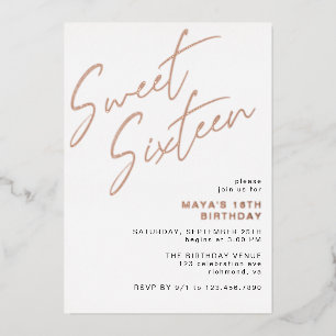 Invitation En Aluminium Sweet sixteen Rose Gold & White Glam 16e anniversa