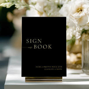 Invitation En Aluminium Symbole minimaliste du livre d'hôtes Black & Gold
