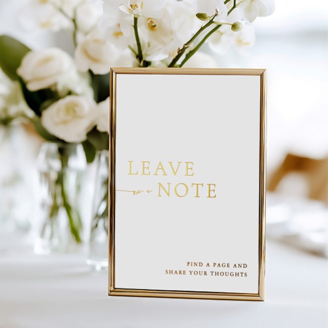 Invitation En Aluminium Symbole minimaliste du livre d'or et blanc (Minimalist White & Gold Guest Book Sign Foil)