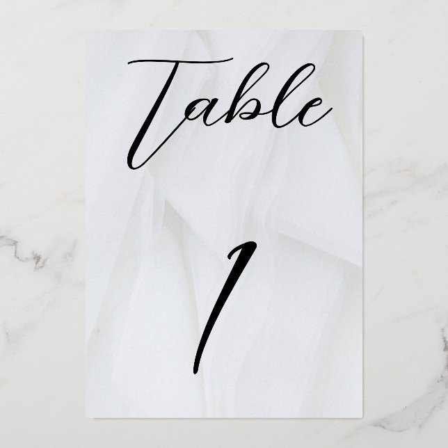Invitation En Aluminium Table en feuille d'argent/Blanc n°1 (Recto)