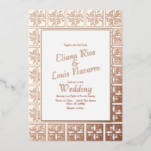 Invitation En Aluminium Talavera doré Presse de mariage espagnol mexicain
