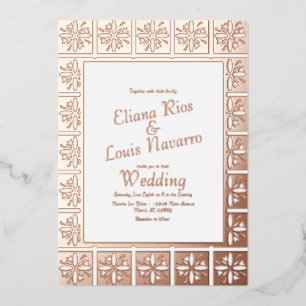Invitation En Aluminium Talavera  Espagnol Mexicain Or Mariage Pressé 
