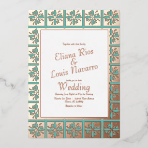 Invitation En Aluminium Talavera Espagnol Mexicain sarcelle Mariage Press