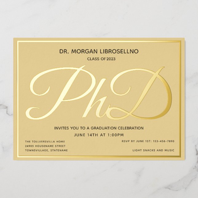 Invitation En Aluminium Tan Gold Doctorat (Recto)