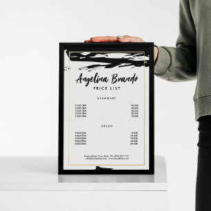 Invitation En Aluminium Tarif personnalisé Golden Foil Stroke Black Sketch