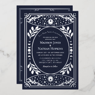 Invitation En Aluminium Tarot Vintage Argent Mariage Gothique Feuille
