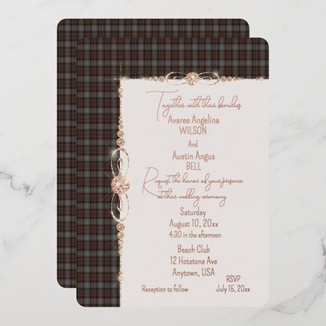 Invitation En Aluminium Tartan Plaid Lochaber (Recto/Verso)