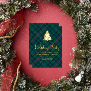 Invitation En Aluminium Tartan vert et rose   Fête de l'entreprise