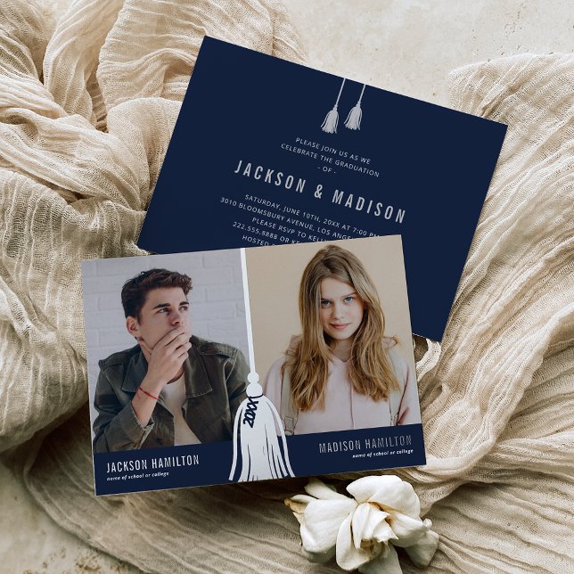 Invitation En Aluminium Tassel 2025 Joint Photo Graduation Party (Créateur téléchargé)