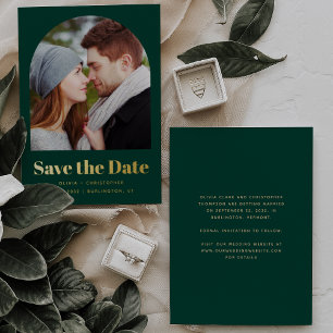Invitation En Aluminium Tendance Photo Arche Vert Or Save the Date
