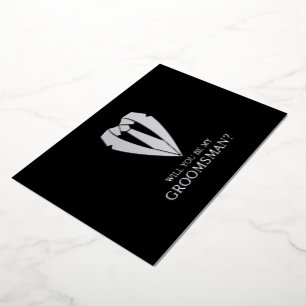 Invitation En Aluminium Tenue de mariage argentée et cravate pour la deman