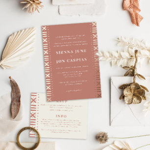 Invitation En Aluminium Terracotta Boho Boudcloth Frontière Foil Invitatio