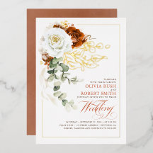 Terracotta Burnt Orange & Blanc Floral Mariage
