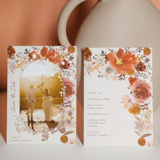 Invitation En Aluminium Terracotta Floral Mariage Arch Photo Enregistrer L