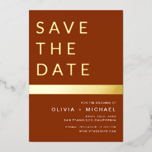 Invitation En Aluminium Terracotta Gold Boho Save the Date Photo