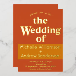 Invitation En Aluminium Terracotta Orange Moderne Rétro