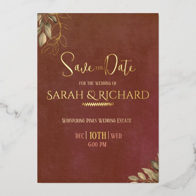 Invitation En Aluminium Terracotta rouille Boho Velvet Mariage Enregistrer (Recto)