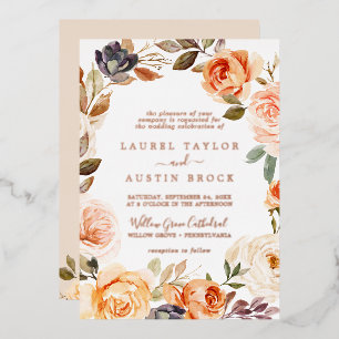 Invitation En Aluminium Terre rustique   Rose Gold Foil tout en un Mariage