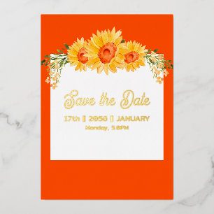 Invitation En Aluminium Texte en feuille d'or sur fond floral pour invitat