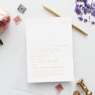 Invitation En Aluminium Texte Or Monogramme simple et élégant