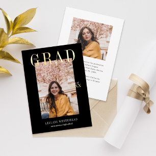 Invitation En Aluminium Th Grad Graduation Photo Foil Noir Annonce