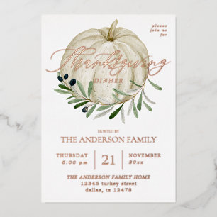 Invitation En Aluminium Thanksgiving Citrouille blanc